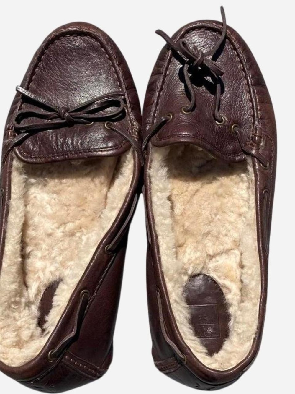 Frye Brown Leather Fur-Lined Moccasin Slippers